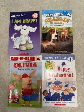 Scholastic Ready-to-Read Book Set — Purple, Blue, Red, White Covers